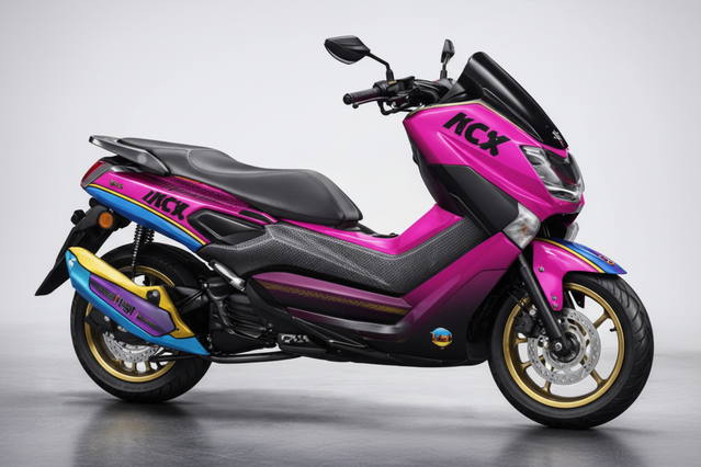 Pink scooter with 'NCX' branding on a white background